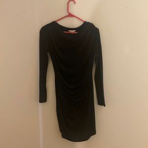 “Helmut Lang” black draped long sleeve mini dress